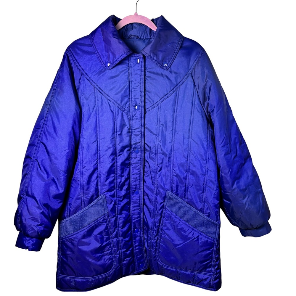 Vintage Ryan Scott Blue Puffer Coat Quilted Barn Chore Jacket Winter Size 11/12